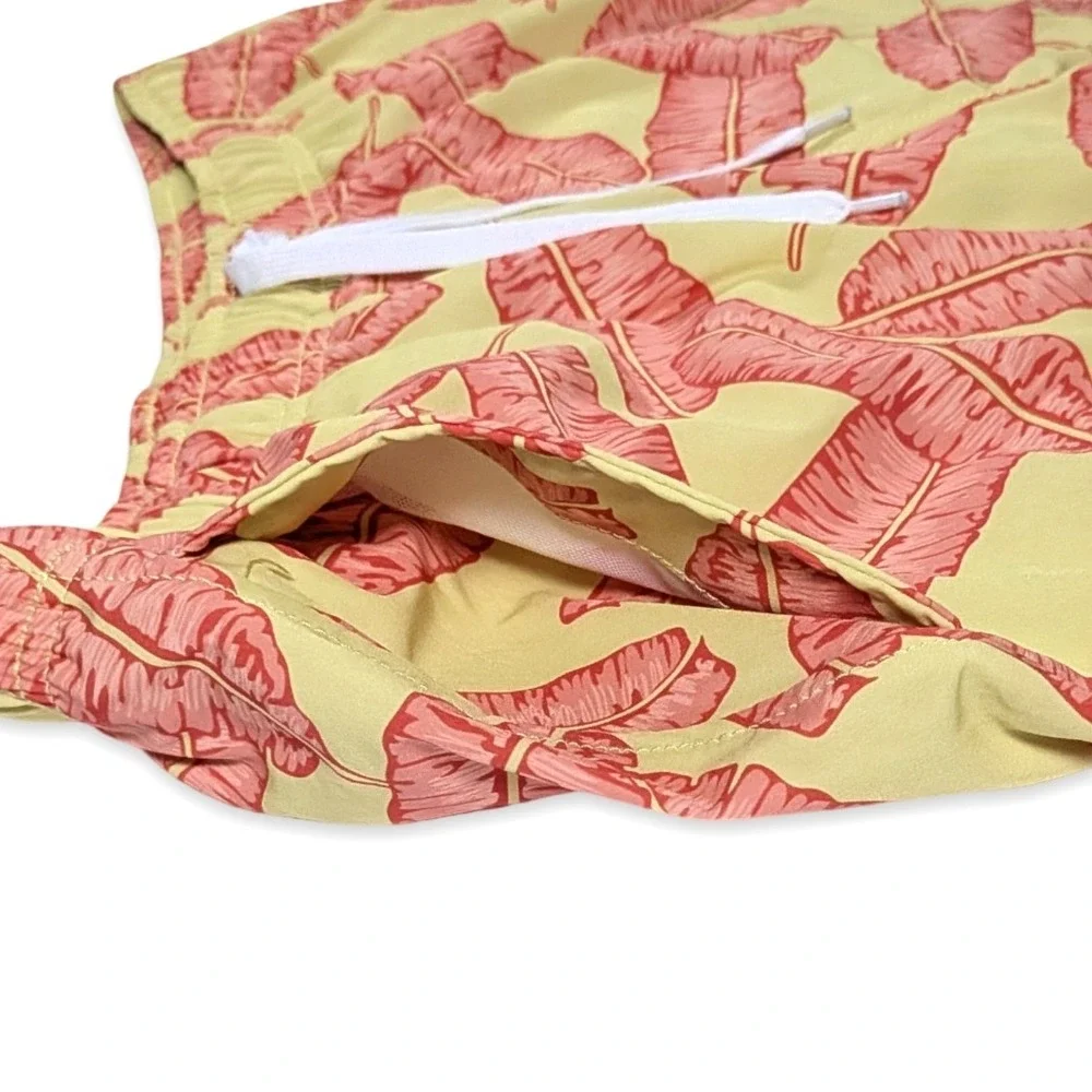 Bearbottom Stretch Swim Shorts Tropical Banana Leaf Print 5.5